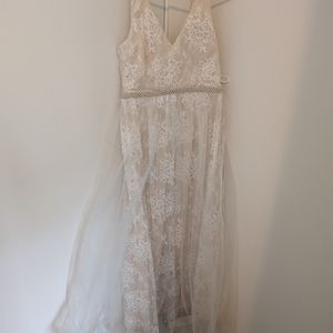 Lulu's Sweet Love Ivory Lace Beaded Maxi Dress